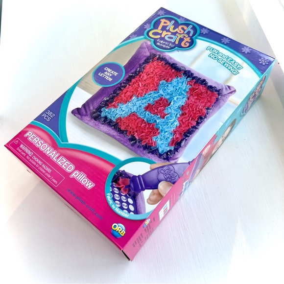 NEW Plush Craft Personalizable Purple Pillow Art Kit Create Any Letter Pink Blue - Picture 2 of 11
